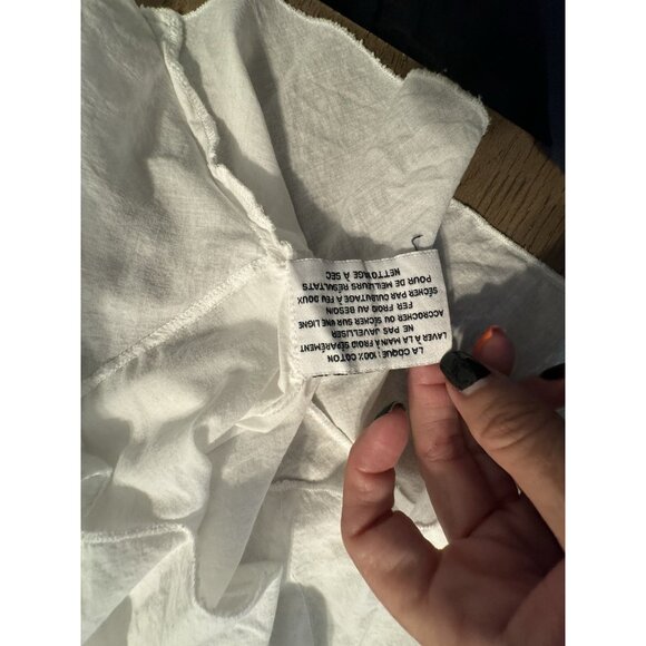 Walter Baker Eyelit flutter sleeve white Bib Collar Ruffle Shirt Small Coquette - Picture 11 of 11